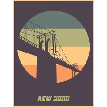 Obraz PLAKÁT S BROOKLYNSKÝM BRIDGE VIN STYLU v rámu 30 x 40 cm