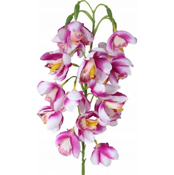 umělá květina ORCHIDEJ BÍLO-FIALOVÁ 84 cm VĚTVIČKA UMĚLÉ KVĚTY KOMPOZICE STROJKY
