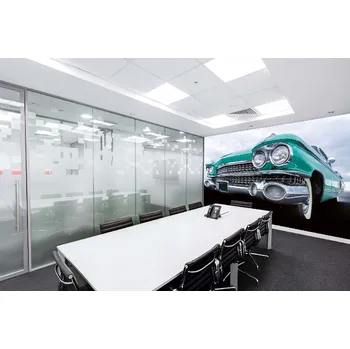 Fototapeta DIMEX | Samolepicí vliesová fototapeta na zeď Přední pohled na auto MA-5-2754 | 375 x 250 cm | zelená, bílá, metalická + Samolepicí vliesová fototapeta na stěnu DIMEX Přední pohled na auto MA52754 v rozměru 375 x 250 cm