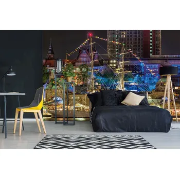 Fototapeta DIMEX | Samolepicí vliesová fototapeta na zeď Loď v přístavu MA-5-2762 | 375 x 250 cm | modrá, bílá, žlutá + Samolepicí vliesová fototapeta na stěnu DIMEX Loď v přístavu MA52762 v rozměru 375 x 250 cm