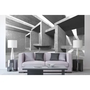 Fototapeta DIMEX | Samolepicí vliesová fototapeta na zeď Prázdná betonová okna MA-5-2594 | 375 x 250 cm | bílá, šedá + Samolepicí vliesová fototapeta na stěnu DIMEX Prázdná betonová okna MA52594 v rozměru 375 x 250 cm