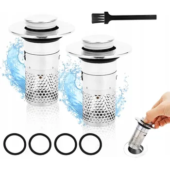 sítko a zátka do dřezu Zátka do umyvadla Klik-Klak Chromovaná Mosazná 2 ks | Univerzální se sítkem