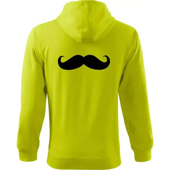 Pánská móda Mustache - knírek - Mikina s kapucí na zip trendy zipper - 3XL ( Limetková )