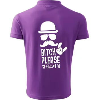 Pánská košile Bitch please! Mustache - Polokošile pánská Pique Polo 203 - 5XL ( Fialová )