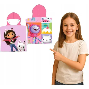 PONČO GABBY KĄPIELOVÉ PLÁŽOVÉ PRO DĚTI GABI DOLLHOUSE S KAPUCÍ