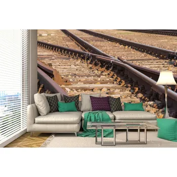 Fototapeta DIMEX | Samolepicí vliesová fototapeta na zeď Železniční doprava MA-5-2851 | 375 x 250 cm | hnědá, šedá + Samolepicí vliesová fototapeta na stěnu DIMEX Železniční doprava MA52851 v rozměru 375 x 250 cm