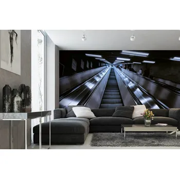 Fototapeta DIMEX | Samolepicí vliesová fototapeta na zeď Stanice metra Stockholm MA-5-2814 | 375 x 250 cm | černá, metalická + Samolepicí vliesová fototapeta na stěnu DIMEX Stanice metra Stockholm MA52814 v rozměru 375 x 250 cm