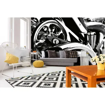 Fototapeta DIMEX | Samolepicí vliesová fototapeta na zeď Lesklý motocykl MA-5-2800 | 375 x 250 cm | černá, metalická + Samolepicí vliesová fototapeta na stěnu DIMEX Lesklý motocykl MA52800 v rozměru 375 x 250 cm
