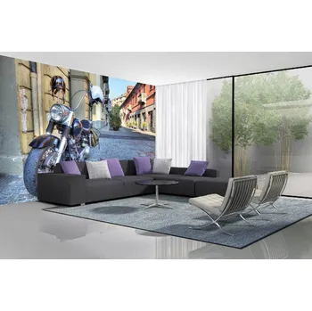 Fototapeta DIMEX | Samolepicí vliesová fototapeta na zeď Velký motocykl MA-5-2926 | 375 x 250 cm | červená, hnědá, šedá + Samolepicí vliesová fototapeta na stěnu DIMEX Velký motocykl MA52926 v rozměru 375 x 250 cm