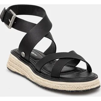 Dámská obuv Kožené sandály Pepe Jeans KATE NATURE PLS90692 černá 99X, EUR 40