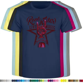 panske-levne-bavlnene-tricko-potisk-Rock-Star-Live-Music Barva: Denim - riflovina, velikost: 5XL