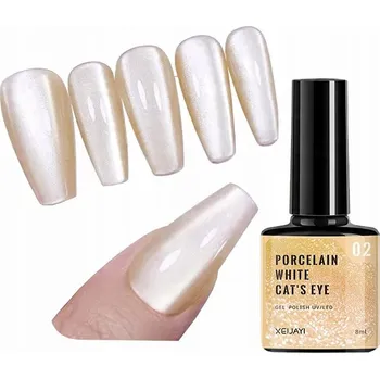 Lak na nehty Hybridní lak na nehty Porcelánové Kočičí Oko Magnetický Moonlight 8ml Č. 2