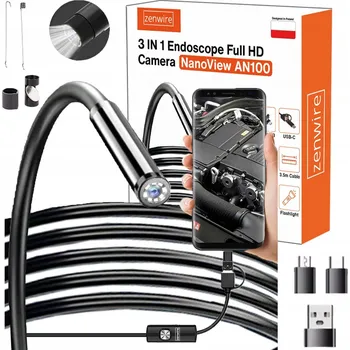 IP kamera Inspekční kamera endoskop do dílny pro Android telefon, trubky, USB-C, 3,5 m