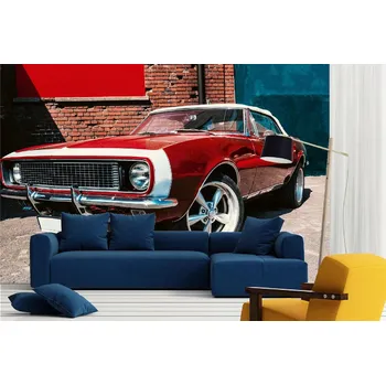 Fototapeta DIMEX | Samolepicí vliesová fototapeta na zeď Luxusní retro automobil MA-5-2735 | 375 x 250 cm | modrá, červená, bílá + Samolepicí vliesová fototapeta na stěnu DIMEX Luxusní retro automobil MA52735 v rozměru 375 x 250 cm