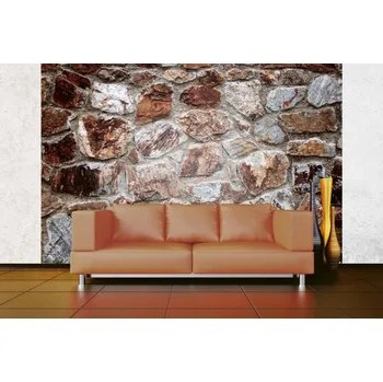 Fototapeta DIMEX | Samolepicí vliesová fototapeta na zeď Vintage kamenný obklad MA-5-2389 | 375 x 250 cm | červená, bílá, hnědá + Samolepicí vliesová fototapeta na stěnu DIMEX Vintage kamenný obklad MA52389 v rozměru 375 x 250 cm