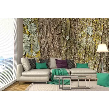 Fototapeta DIMEX | Samolepicí vliesová fototapeta na zeď Textura kůry stromu MA-5-2338 | 375 x 250 cm | zelená, žlutá, hnědá + Samolepicí vliesová fototapeta na stěnu DIMEX Textura kůry stromu MA52338 v rozměru 375 x 250 cm
