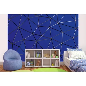 Fototapeta DIMEX | Samolepicí vliesová fototapeta na zeď Abstraktní trojúhelníková síť MA-5-2601 | 375 x 250 cm | modrá, černá + Samolepicí vliesová fototapeta na stěnu DIMEX Abstraktní trojúhelníková síť MA52601 v rozměru 375 x 250 cm