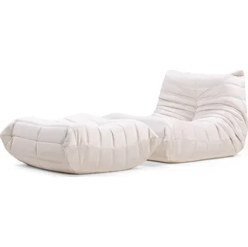 Taburet Designové křeslo s taburetem Fugi světle béžové