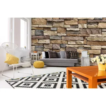 Fototapeta DIMEX | Samolepicí vliesová fototapeta na zeď Texturovaná kamenná zeď MA-5-2384 | 375 x 250 cm | černá, hnědá, vinova + Samolepicí vliesová fototapeta na stěnu DIMEX Texturovaná kamenná stěnu DIMEX MA52384 v rozměru 375 x 250 cm