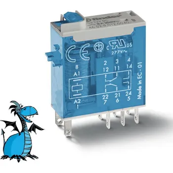 Elektronická součástka Miniaturní průmyslové relé, DIN, 2P/8A, 12V DC, MA_MI FINDER 46.52.9.012.0040
