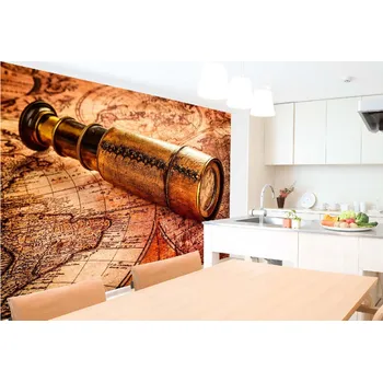 Fototapeta DIMEX | Samolepicí vliesová fototapeta na zeď Vintage dalekohled MA-5-2163 | 375 x 250 cm | zlatá, béžová, žlutá + Samolepicí vliesová fototapeta na stěnu DIMEX Vintage dalekohled MA52163 v rozměru 375 x 250 cm