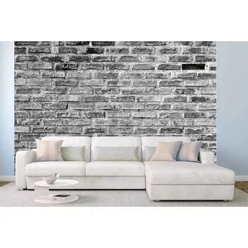 Fototapeta DIMEX | Samolepicí vliesová fototapeta na zeď Šedé cihlové pozadí MA-5-2656 | 375 x 250 cm | bílá, černá + Samolepicí vliesová fototapeta na stěnu DIMEX Šedé cihlové pozadí MA52656 v rozměru 375 x 250 cm