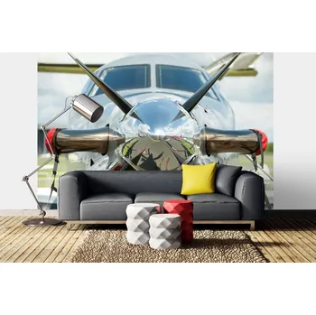 Fototapeta DIMEX | Samolepicí vliesová fototapeta na zeď Vrtule letadla MA-5-2823 | 375 x 250 cm | červená, bílá, metalická + Samolepicí vliesová fototapeta na stěnu DIMEX Vrtule letadla MA52823 v rozměru 375 x 250 cm