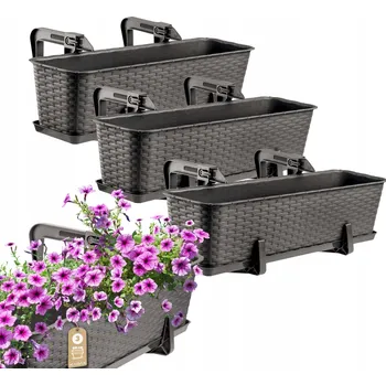 Květináč KADAX 3x BALKONOVÝ TRUHLÍK BALKONOVÝ KVĚTINÁČ 60cm DRŽÁKY