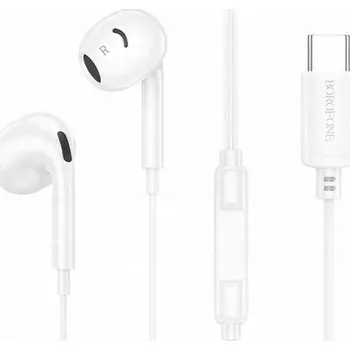 Sluchátka Borofone Sluchátka BM96 Brilliant s mikrofonem Typ C bílá