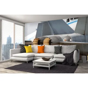 Fototapeta DIMEX | Samolepicí vliesová fototapeta na zeď Stíhací proudový motor MA-5-2826 | 375 x 250 cm | modrá, bílá, šedá + Samolepicí vliesová fototapeta na stěnu DIMEX Stíhací proudový motor MA52826 v rozměru 375 x 250 cm