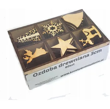 Vánoční dekorace SADA VÁNOČNÍCH OZDOB Sob Stromeček 3cm 60ks