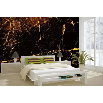 Fototapeta DIMEX | Samolepicí vliesová fototapeta na zeď Černozlatý mramor MA-5-2482 | 375 x 250 cm | zlatá, černá + Samolepicí vliesová fototapeta na stěnu DIMEX Černozlatý mramor MA52482 v rozměru 375 x 250 cm