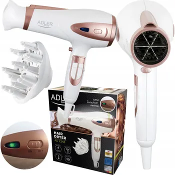 Fén Fén na vlasy 2200W s difuzérem, ionizací, bílý ADLER AD2248, výkonný