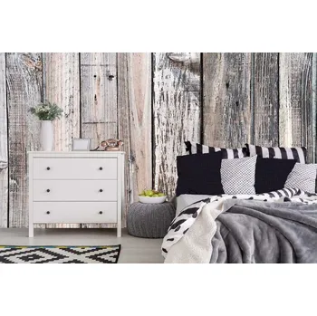 Fototapeta DIMEX | Samolepicí vliesová fototapeta na zeď Vintage dřevěná prkna MA-5-2576 | 375 x 250 cm | bílá, hnědá, šedá + Samolepicí vliesová fototapeta na stěnu DIMEX Vintage dřevěná prkna MA52576 v rozměru 375 x 250 cm
