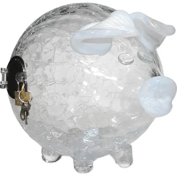 Pokladnička Pokladnička prasátko bílé uši kasička se zámkem VELKÁ dárek trezor na bankovky XXL průhledná