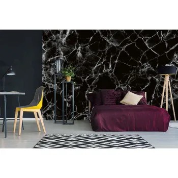 Fototapeta DIMEX | Samolepicí vliesová fototapeta na zeď Černá mramorová textura MA-5-2474 | 375 x 250 cm | bílá, černá + Samolepicí vliesová fototapeta na stěnu DIMEX Černá mramorová textura MA52474 v rozměru 375 x 250 cm