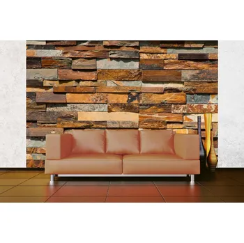 Fototapeta DIMEX | Samolepicí vliesová fototapeta na zeď Barevné kamenné obklady MA-5-2367 | 375 x 250 cm | oranžová, hnědá, šedá + Samolepicí vliesová fototapeta na stěnu DIMEX Barevné kamenné obklady MA52367 v rozměru 375 x 250 cm