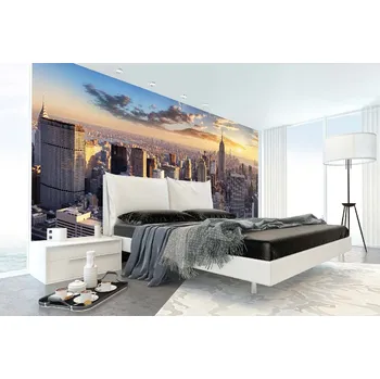 Fototapeta DIMEX | Samolepicí vliesová fototapeta na zeď Panoráma NYC MA-5-2983 | 375 x 250 cm | modrá, žlutá, šedá + Samolepicí vliesová fototapeta na stěnu DIMEX Panoráma NYC MA52983 v rozměru 375 x 250 cm