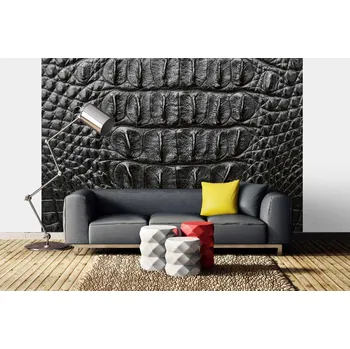 Fototapeta DIMEX | Samolepicí vliesová fototapeta na zeď Tmavá krokodýlí kůže MA-5-2583 | 375 x 250 cm | černá, šedá + Samolepicí vliesová fototapeta na stěnu DIMEX Tmavá krokodýlí kůže MA52583 v rozměru 375 x 250 cm
