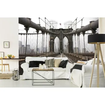 Fototapeta DIMEX | Samolepicí vliesová fototapeta na zeď Pohled na Brooklynský most MA-5-2997 | 375 x 250 cm | bílá, žlutá, hnědá, šedá + Samolepicí vliesová fototapeta na stěnu DIMEX Pohled na Brooklynský most MA52997 v rozměru 375 x 250 cm