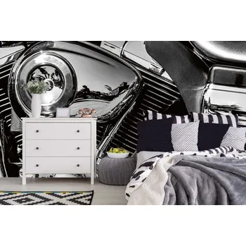 Fototapeta DIMEX | Samolepicí vliesová fototapeta na zeď Motor motocyklu MA-5-2797 | 375 x 250 cm | černá, metalická + Samolepicí vliesová fototapeta na stěnu DIMEX Motor motocyklu MA52797 v rozměru 375 x 250 cm