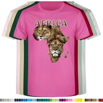 Pánské tričko panske-levne-bavlnene-tricko-digi-potisk-lvi-afrika Barva: Fuchsia - fuchsiová, velikost: XXL