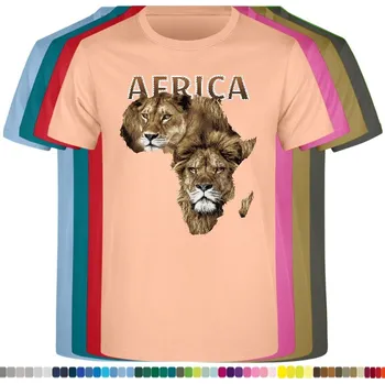 Pánské tričko panske-levne-bavlnene-tricko-digi-potisk-lvi-afrika Barva: Apricot - meruňkové, velikost: M