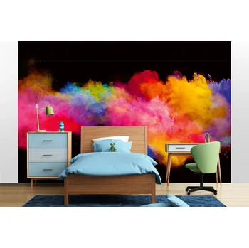 Fototapeta DIMEX | Samolepicí vliesová fototapeta na zeď Exploze barevného prášku MA-5-2549 | 375 x 250 cm | modrá, červená, žlutá, oranžová, růžová + Samolepicí vliesová fototapeta na stěnu DIMEX Exploze barevného prášku MA52549 v rozměru 375 x 250 cm