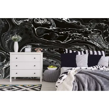 Fototapeta DIMEX | Samolepicí vliesová fototapeta na zeď Abstraktní textura černého mramoru MA-5-2467 | 375 x 250 cm | bílá, černá + Samolepicí vliesová fototapeta na stěnu DIMEX Abstraktní textura černého mramoru MA52467 v rozměru 375 x 250 cm