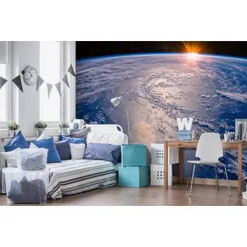 Fototapeta DIMEX | Samolepicí vliesová fototapeta na zeď Pohled na Zemi MA-5-2245 | 375 x 250 cm | modrá, bílá, černá, oranžová + Samolepicí vliesová fototapeta na stěnu DIMEX Pohled na Zemi MA52245 v rozměru 375 x 250 cm