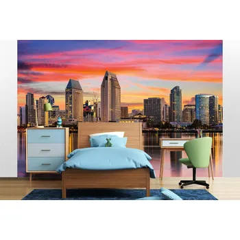 Fototapeta DIMEX | Samolepicí vliesová fototapeta na zeď Centrum San Diega MA-5-2951 | 375 x 250 cm | modrá, červená, šedá, růžová + Samolepicí vliesová fototapeta na stěnu DIMEX Centrum San Diega MA52951 v rozměru 375 x 250 cm