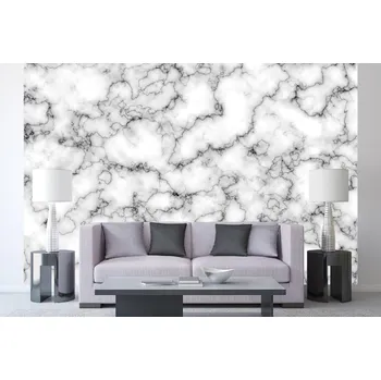 Fototapeta DIMEX | Samolepicí vliesová fototapeta na zeď Bílý mramorový vzor MA-5-2475 | 375 x 250 cm | bílá, černá + Samolepicí vliesová fototapeta na stěnu DIMEX Bílý mramorový vzor MA52475 v rozměru 375 x 250 cm