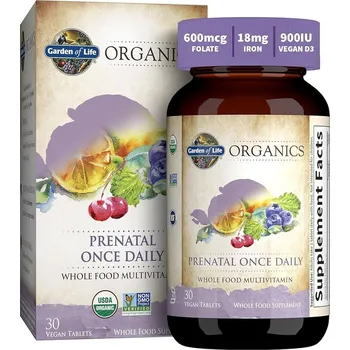 Garden of Life Prenatal Once Daily, Multivitamin pro těhotné ženy, 30 rostlinných tablet