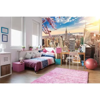 Fototapeta DIMEX | Samolepicí vliesová fototapeta na zeď Manhattan při západu slunce MA-5-2975 | 375 x 250 cm | modrá, bílá, žlutá, hnědá + Samolepicí vliesová fototapeta na stěnu DIMEX Manhattan při západu slunce MA52975 v rozměru 375 x 250 cm